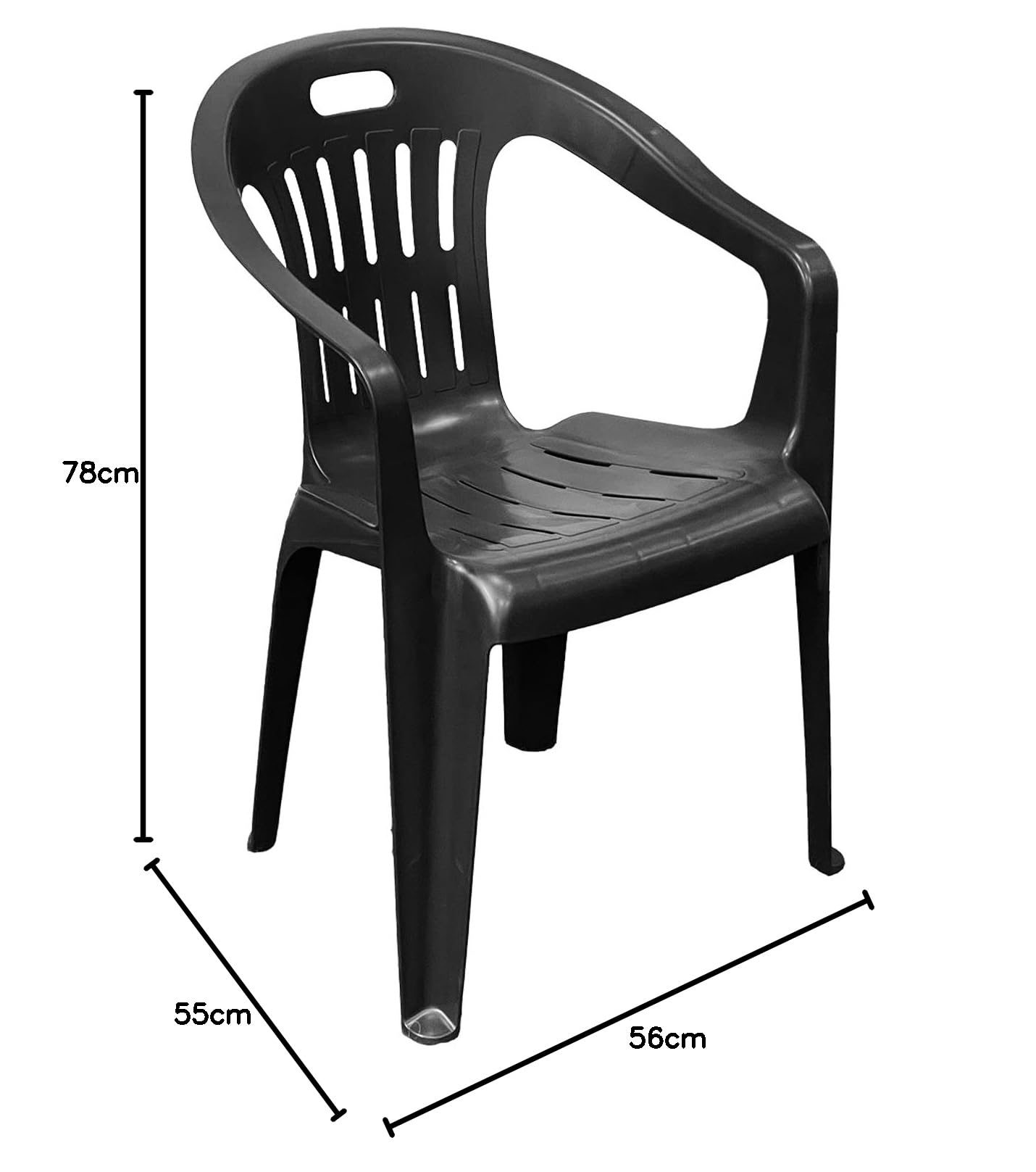 Mojawo 2 Stück Stapelstuhl Gartenstuhl PIONA Bistrostuhl Gartensessel Balkonstuhl Kunststoff stapelbar Balkonmöbel Gartenmöbel Anthrazit