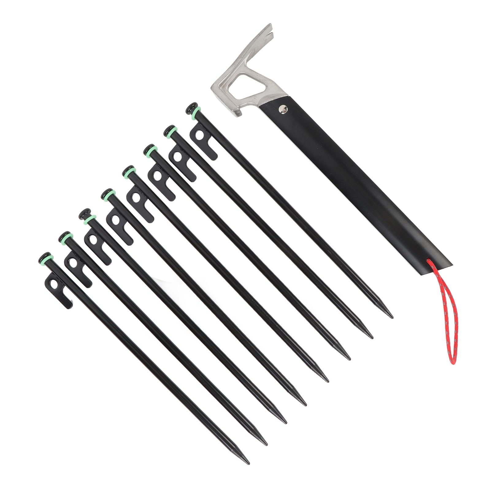 Mehrzweck-Zeltheringe, 30 cm, Leichte Aluminium-Heringe mit 4 Mm Abspannleinen für Sicheres Camping, Wandern und Rucksackreisen (Khaki)