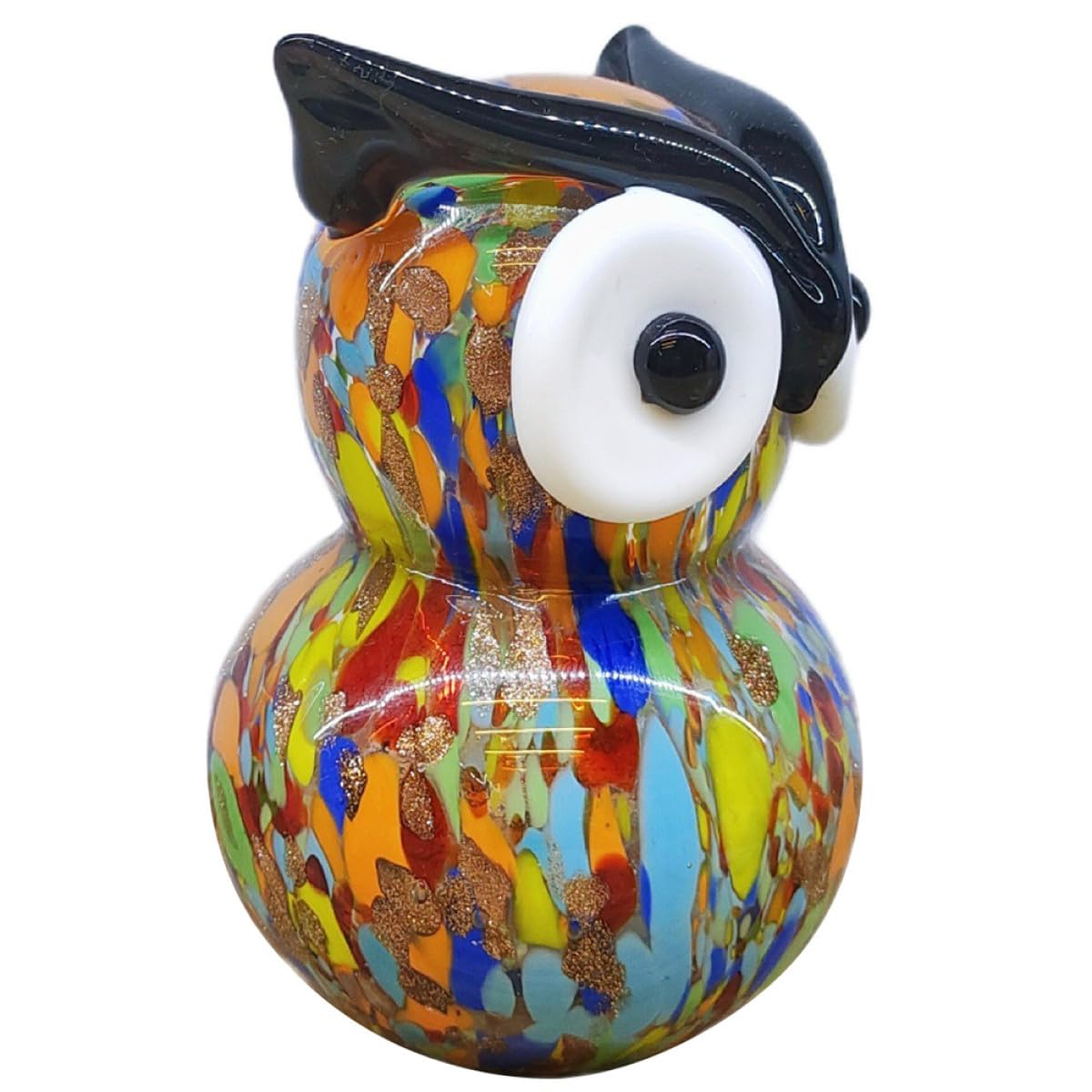 Hibou en verre ornement décoratif à base plate pour table et meuble