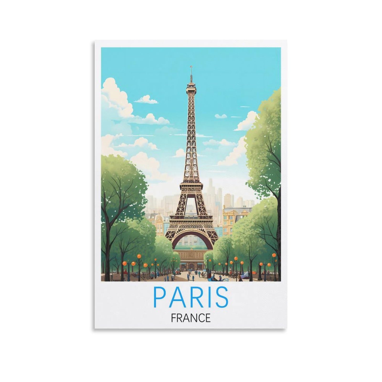 Orbana Unframe-Style Paris France Vintage Travel Poster Landscape 08X12inch(20X30cm) Canvas Print For Living Room, Bedroom, Dorm, Home, Office Wall Decoration