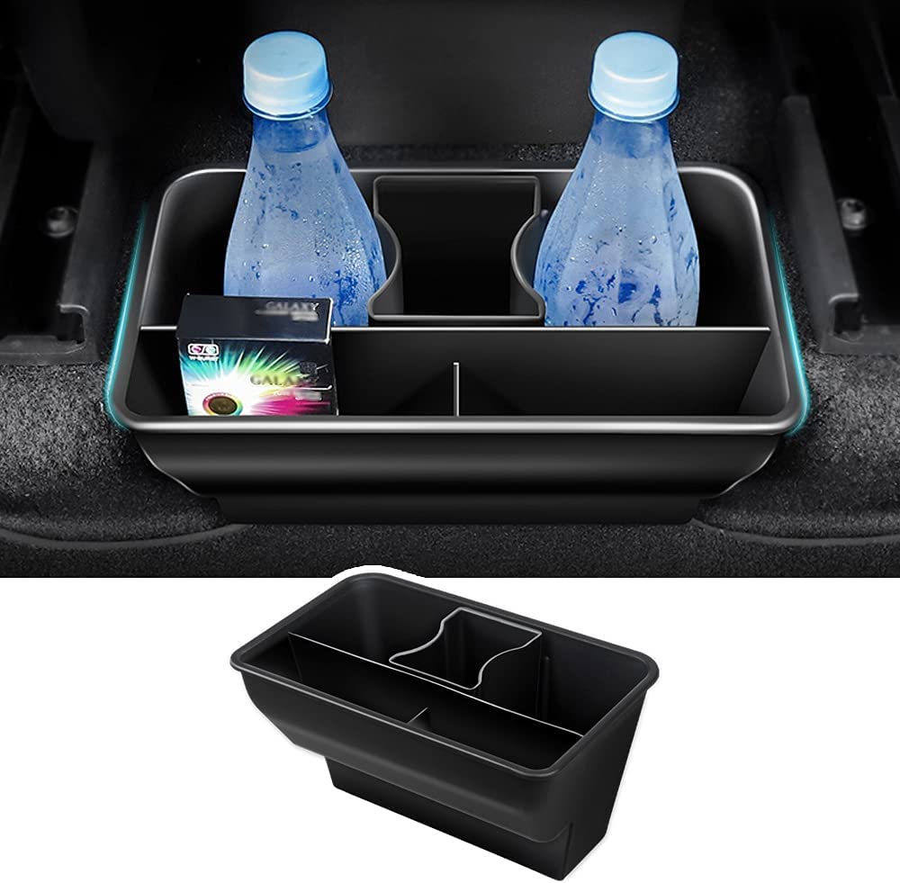 SYOSI Rear Under Storage Box Replacement for Tesla Model Y, Console Hidden Tray Storage Bin Organizer Bag for Tesla Model Y Accessories for 2020 2021 2022 (ABS, Rear Middle Storage Box)
