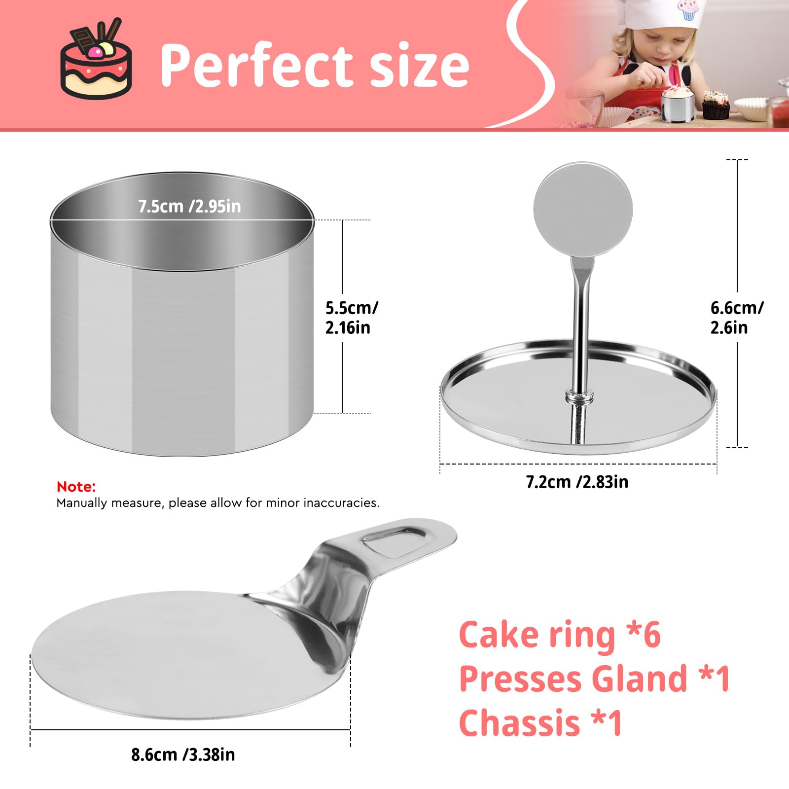 Set 6 Coppapasta In Acciaio Inossidabile Auauraintt - Anelli Per Torte, Mousse E Dessert Con Coperchio - Foto 13