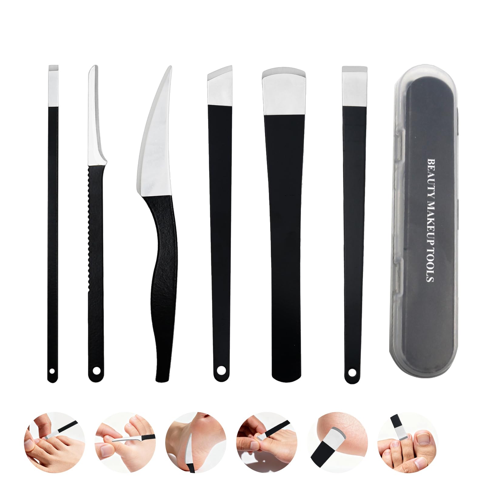 6 Pezzi Bisturi per Pedicure, Kit Pedicure Professionale per Piedi in Acciaio Inox, Set Coltelli da Pedicure con Custodia, Attrezzi Manicure Pedicure per Rimuovere Calli Duroni Pelle Morta Cuticole