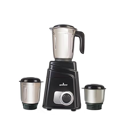 goodflame Messy 500 Watt Mixer Grinder with 3 Jars for Grinding, Mixing with Powerful Motor 1 Year Warranty | (Black, 3 Jars)
