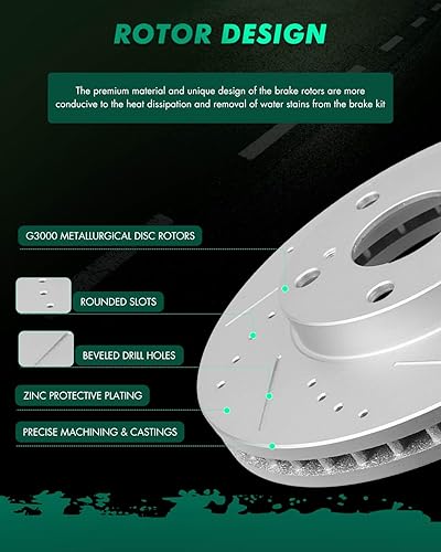 Miniatura 388 de SCITOO Juego de 2 frenos de freno ranurados traseros para Chrysler Town & Country, 08-16 para Dodge Grand Caravan, 09-13 para Dodge Journey, 12-15