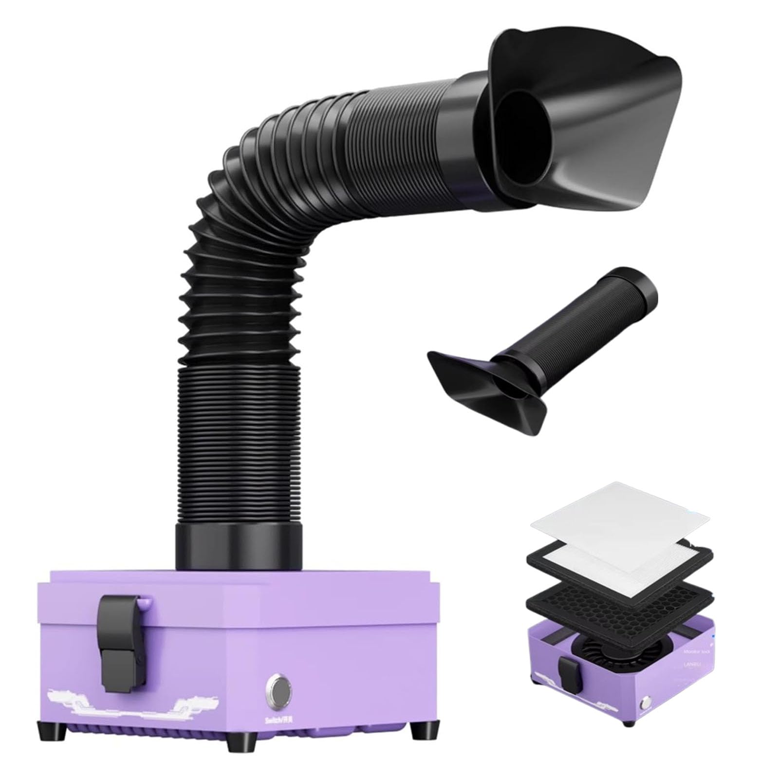 Absorbedor de humo de escritorio, extractor de humos de soldadura con filtros, fuerte succión, bajo nivel de ruido para soldadura, impresión 3D, reparación electrónica