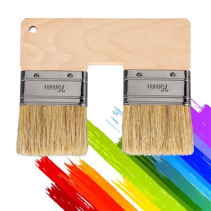 Yabound Pincel de textura, pincel en forma de U, pincel doble para pintar, pincel plano, pintura acrílica, mango de madera, pincel para pinturas acrílicas, acuarelas, aceites y gouache
