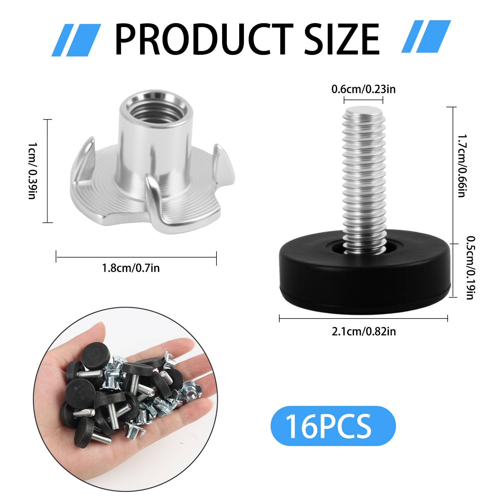 CeoxThao 16 Sets Adjustable Furniture Feet with Drive-in Nut M6, Threaded Furniture Adjustable Levelers - Image 2