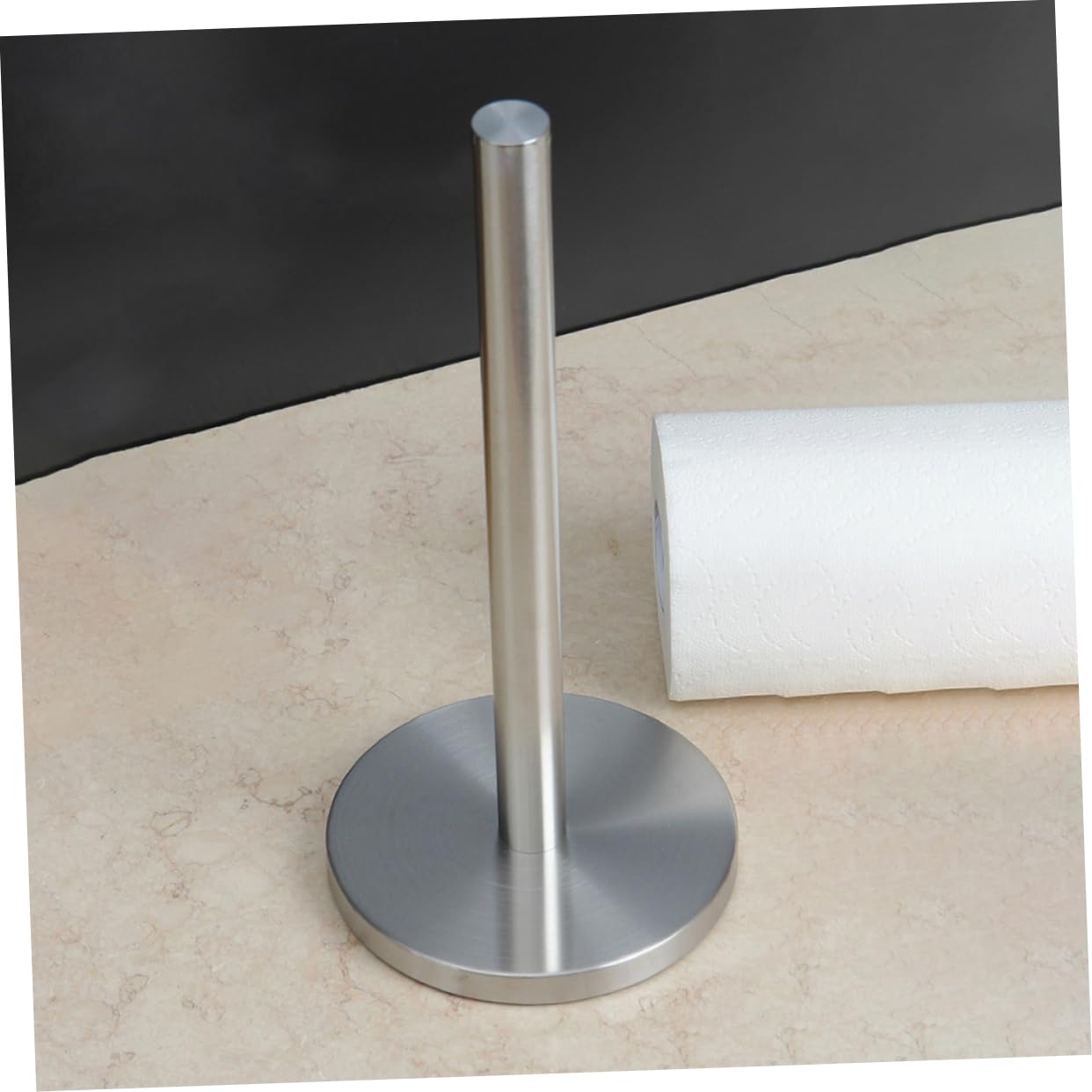 Portarotolo Carta Cucina Verticale in Acciaio Inox Argento | 1 Pezzo, Design Semplice e Creativo, Struttura Resistente All’usura e Antiurto, per Rotolo Carta Cucina