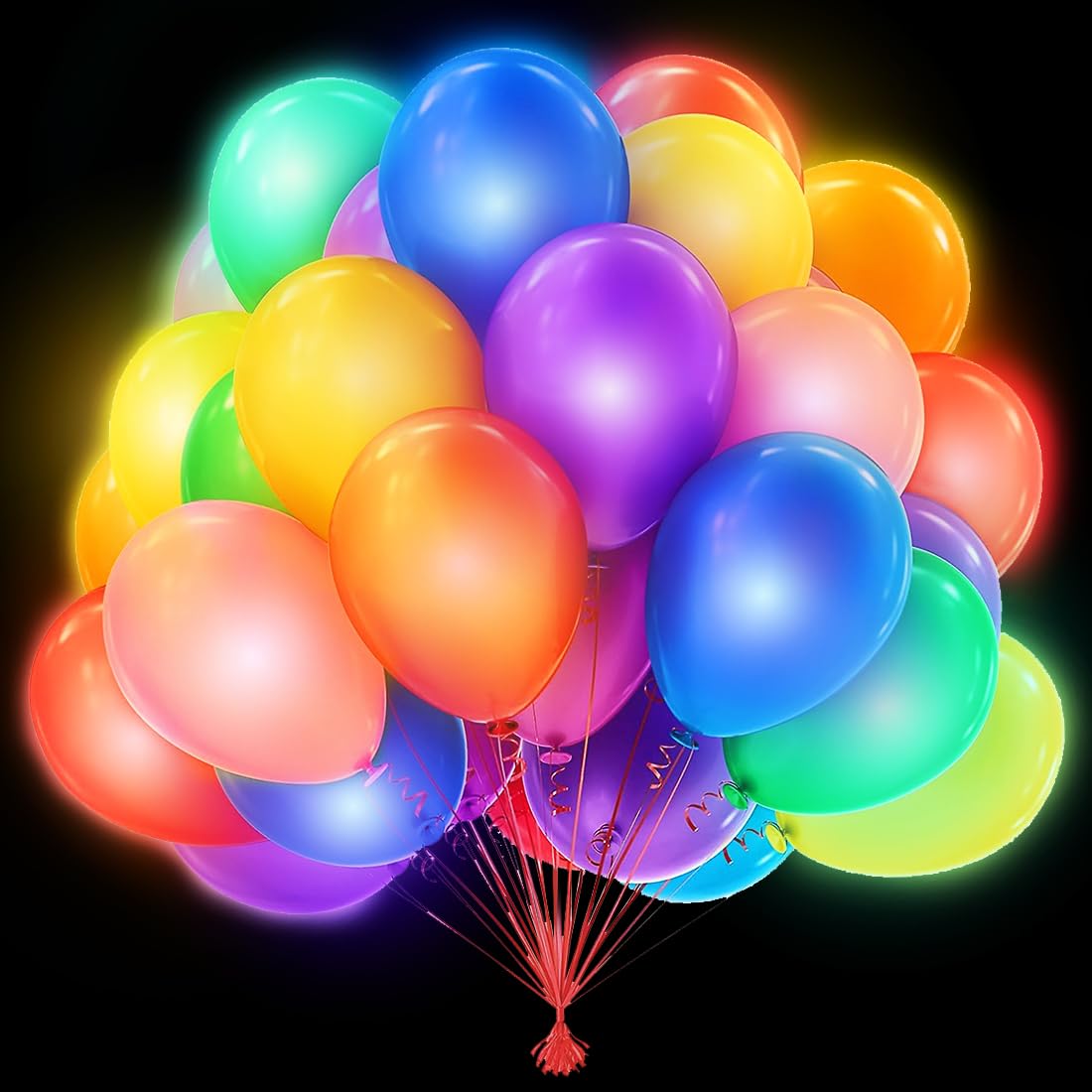 Globos LED 40PCS luminosos con luces LED, 12 inch Colores Globos Led Decoracion Cumpleaños, para Bodas,Fiestas de Cumpleaños y Decoración(Vistoso)
