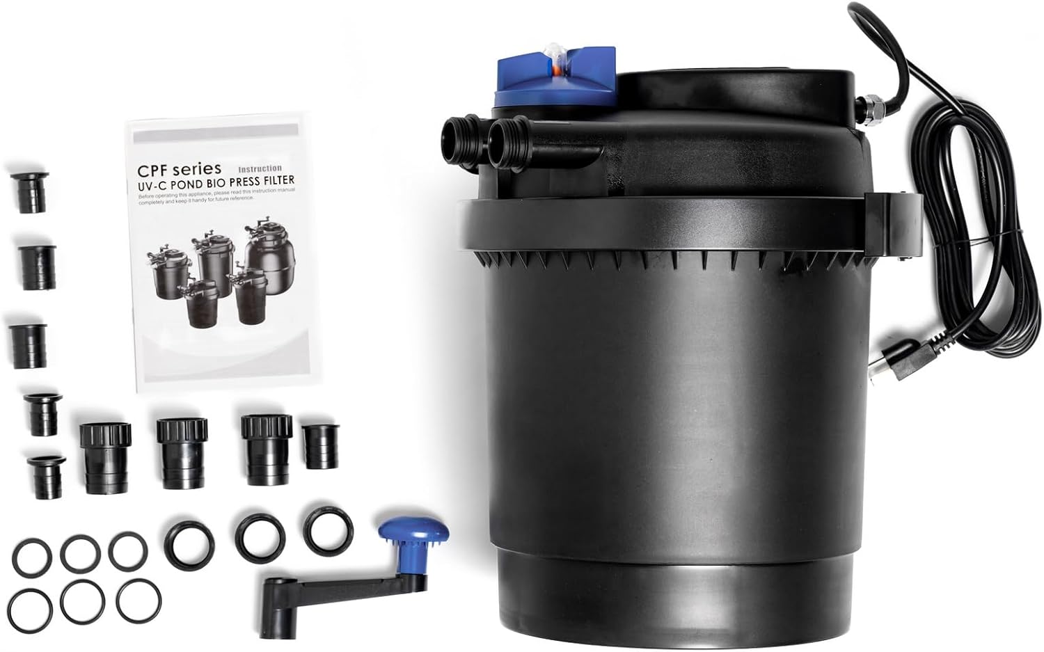 Grech CPF-2500 Pond Bio Pressure Filter UVC 13-watt Up to 1600 Gallons with 720GPH Fountain Pump