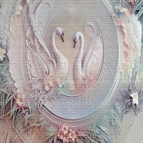 Fbite Wall Mural 3D Wallpaper Custom Mural European Style 3D Threeimensional Relief Swan Art Poster Wallpaper Living Room Tv Sofa Backgruond Wall Painting 51X32 In #TOP3