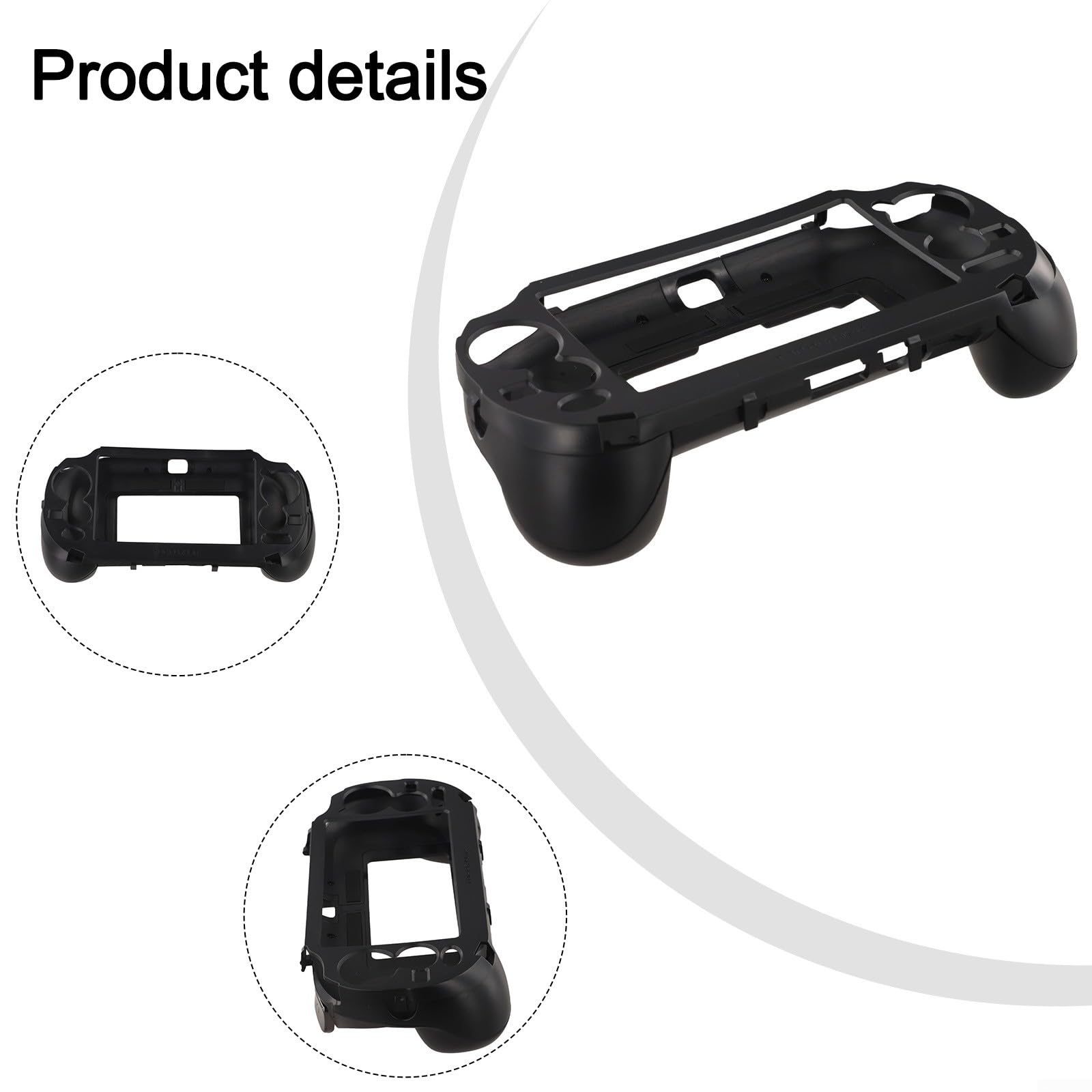 ABS-Schutzhülle für PS Vita 1000, ergonomischer Griff, L2, R2, Trigger-Unterstützung, sicherer Sitz, schwarz-weiß, Game-Controller, stoßfeste Abdeckung, Gamer-Zubehör (schwarz)