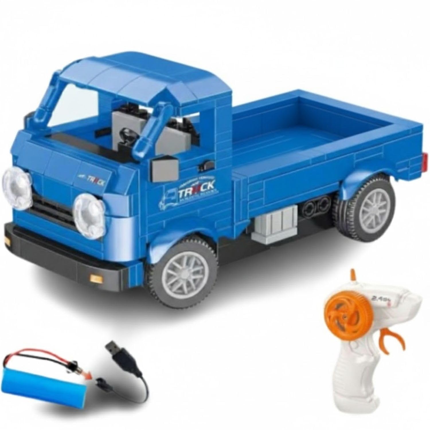 Ruzarth RC Building Block Pickup Truck, 267PCS Remote Control DIY Construction Vehicle, 2.4GHz Rechargeable STEM Toy for Kids Boys & Girls 6+ Years