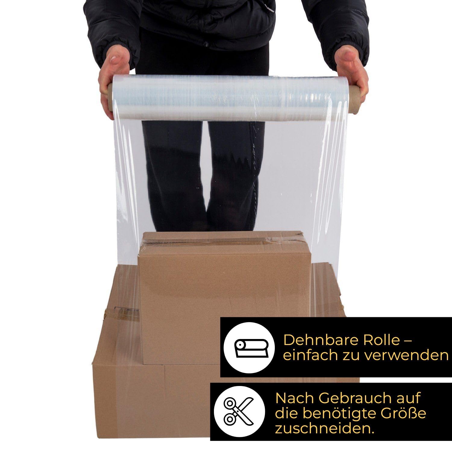 Pellicola Trasparente Manuale Professionale 50 cm x 250 m 2.5 kg – Film Estensibile Imballaggio per Spedizioni Protettivo Extra Resistente e Autoadesivo per Traslochi Pallet (3 Rotoli)