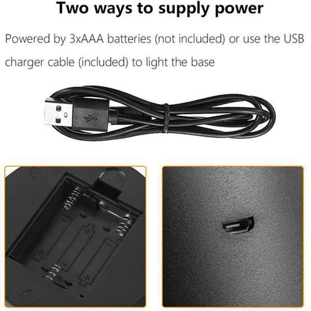 Joskeijky 10 confezioni di base per lampada da notte 3D LED + + USB, espositore per spettacolo di luce, 16 colori per acrilico