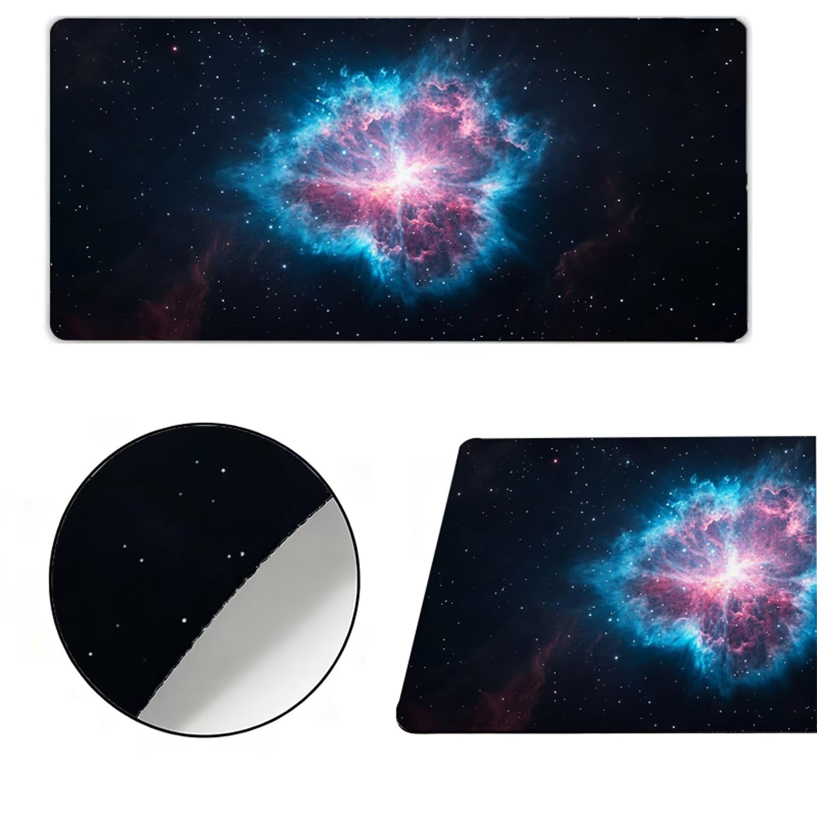 Podkładka pod mysz XXL 1200 x 400 x 3 mm podkładka pod mysz gwiaździste niebo czarna poprawia precyzję i szybkość, wodoodporne antypoślizgowe, szyte krawędzie, akcesoria do gier, komputer biurowy