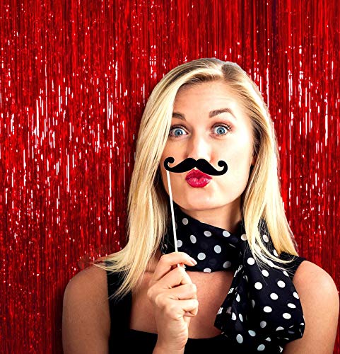 Image of Party Propz Foil Curtain Set of 4 (Red)