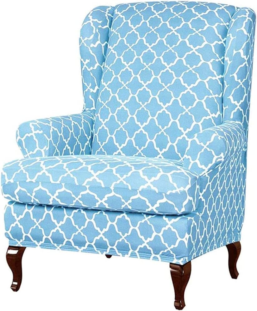Stretch Armchair Slipcovers Armchair Cover for Recliner Sofa Wing Chair Slipcovers, 2pcs Wingback Chair Cover Soft Slipcovers for Wing Back Jacquard Furniture Protector, Dark Coffee