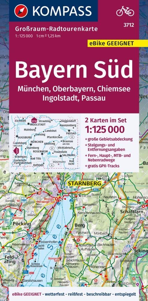 Bavaria South /Upper Bavar/Chiemsee/Ingolstadt/Passau/Munich (3712): 2 Karten im Set, reiß- und wetterfest, GPX-Daten zum Download (Grossraum-Radtourenkarten)