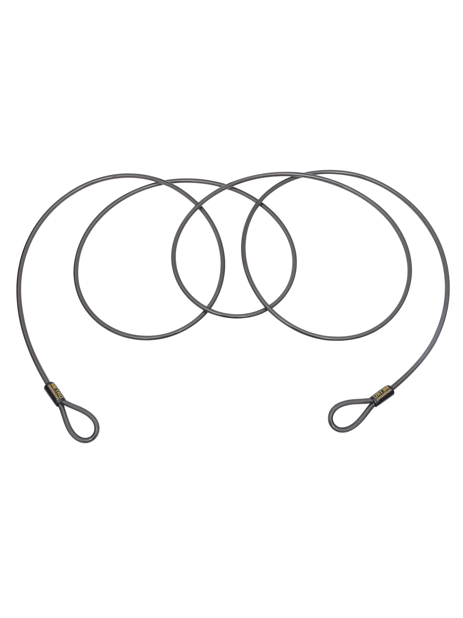 METRO PROFESSIONAL Câble de sécurité en acier 10 m, gainé avec 2 boucles, gris