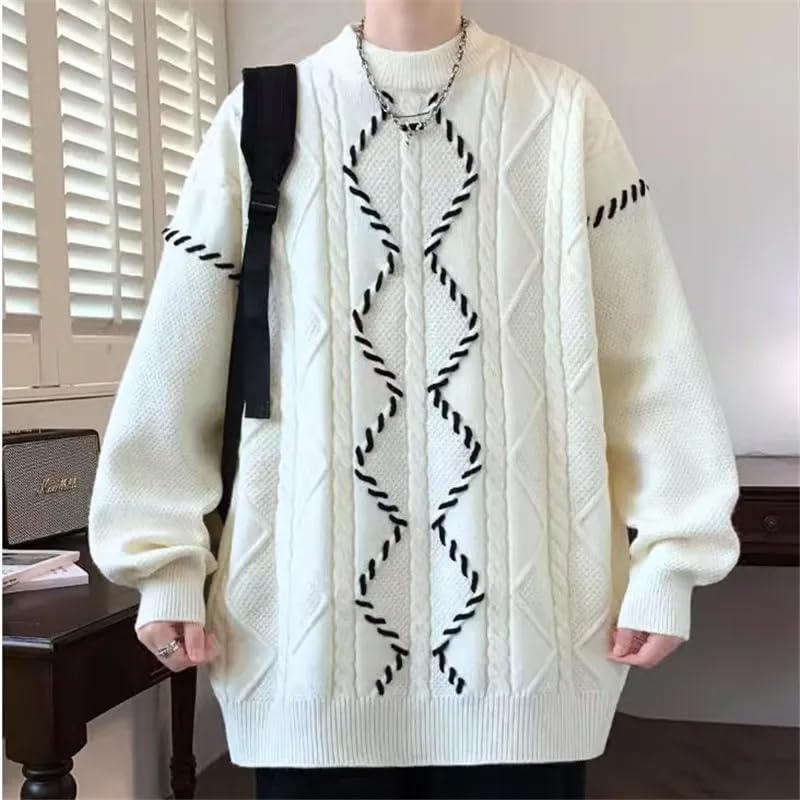 Autumn Winter Casual Sweater Men O-Neck Knit Pullovers Loose Knitted Sweater Streetwear Man4
