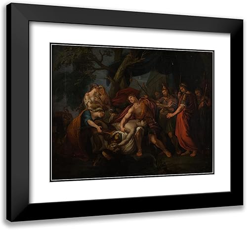 ArtDirect After Hamilton Gavin - Marco moderno negro de 18 x 15 pulgadas, diseño de museo con doble mate titulado Aquiles lamentando la muerte de