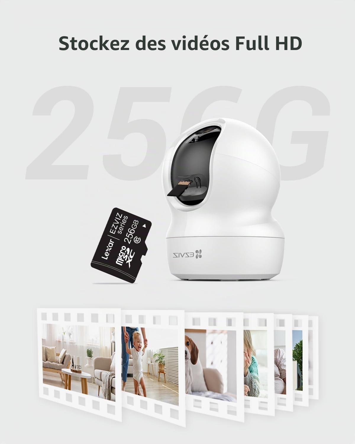 EZVIZ Carte mémoire Ultra Micro SDXC Classe 10 256 Go compatible avec caméras de sécurité EZVIZ (carte SD 256 Go
