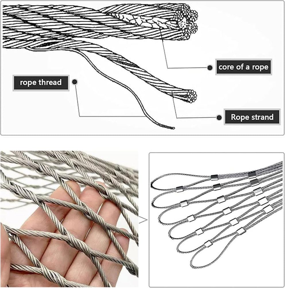 Red de alambre de acero inoxidable 304 para seguridad de perros, valla de eslabones de cadena de acero galvanizado, barrera corrugada para balcón y escaleras, 4,5 x 25 m