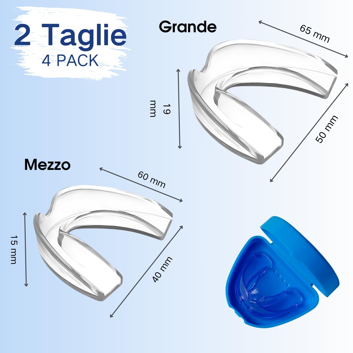 Bite Bruxismo Notturno, Anti-Bruxismo Protettori Buccali per la Notte, 4PCS con Scatola di Stoccaggio, Comfortevoli per l'uso durante il Dormire, Efficace Per Russare I Denti