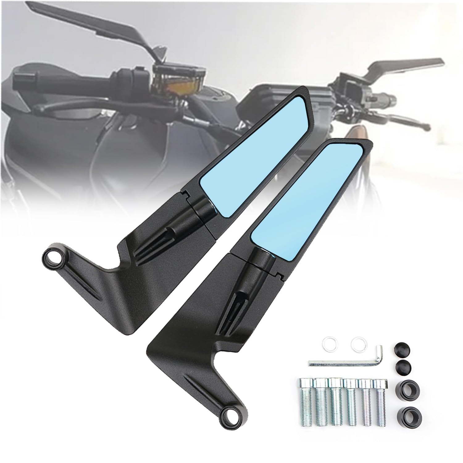LJLBFB Motorcycle Mirrors for Triumph Tiger 800 XC 800 XCX XCa XR XRx XRt, Wind Wing Stealth Side Mirrors Adjustable Rotating Side Mirrors High Definition Mirror Motorbike Accessories,B/Blue Glass
