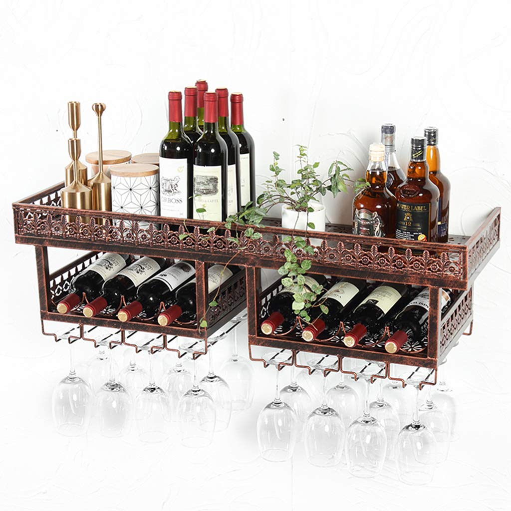 Casiers à vin muraux 2 niveaux avec porte-verres pour optimiser le rangement de votre bar