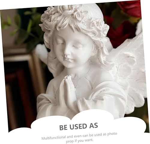 Miniatura 6 de GANAZONO 1 escultura de niña de ángel, figuras en miniatura, decoración de Navidad, estatua de hada, estatua de jardín, resina querubín, decoración