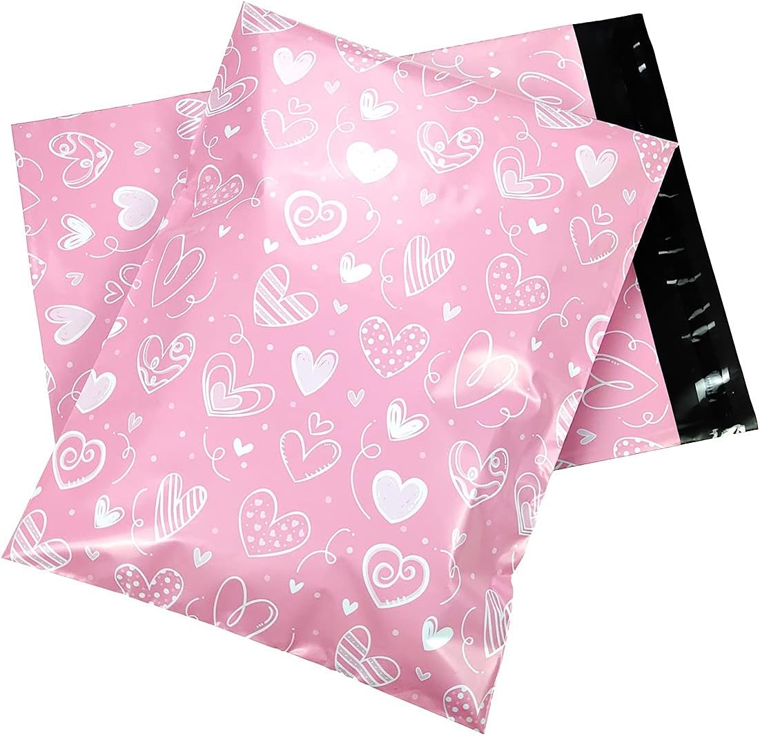 Postage Bags,Postal Bags 100 pcs Pink Black Love Heart Envelopes