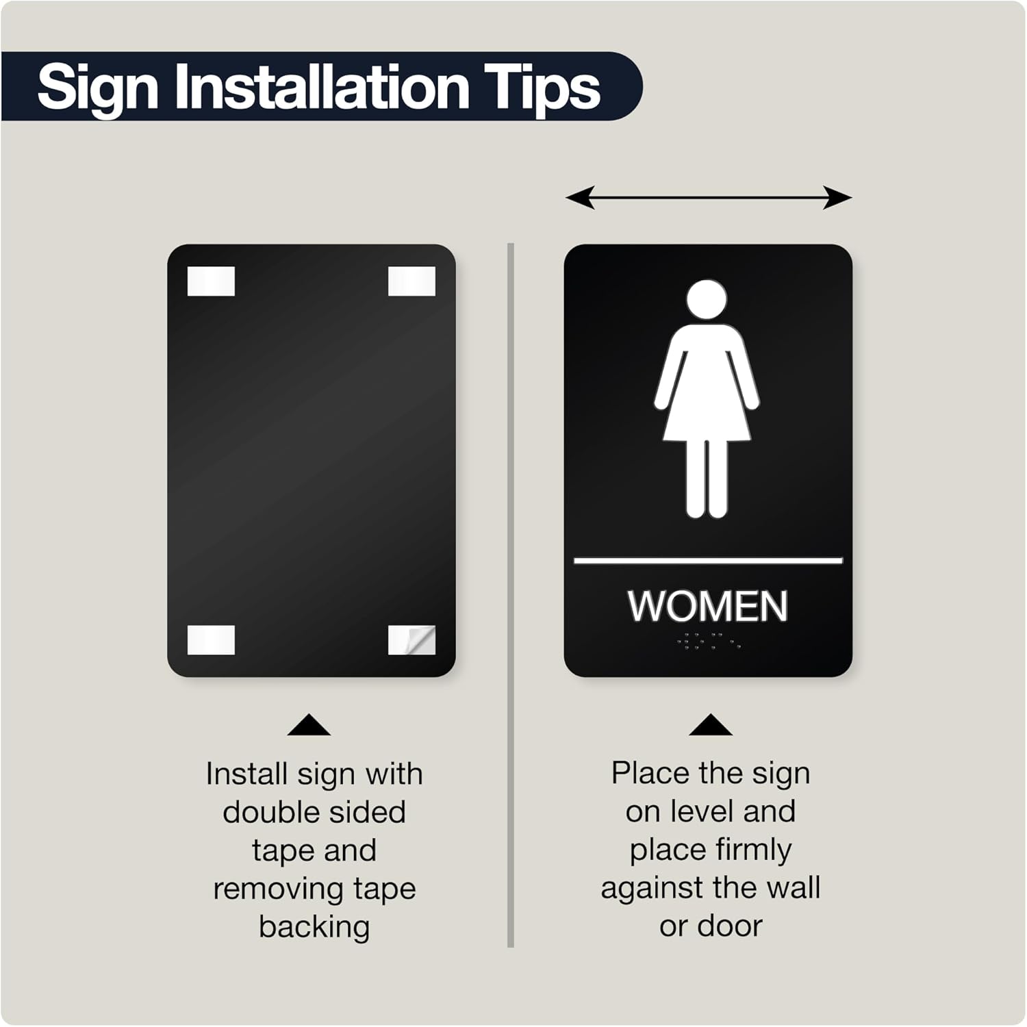 ADA Braille Unisex and Multi Restroom Sign for Business with Double Sided 3M Tape - (ABS Plastic Unisex Without Handicap & Multi Sign Without Handicap) - 9” x 6"
