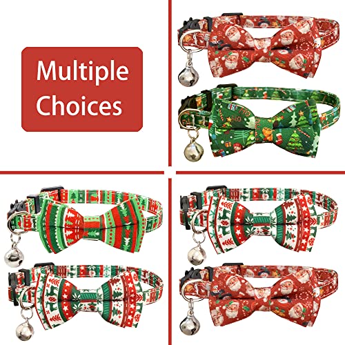 Casidoxi 2 Pack Cat Christmas Collars Breakaway With Bell & Pendant, Xmas Bowtie Cat Safety Collars For Kitten #TOP6