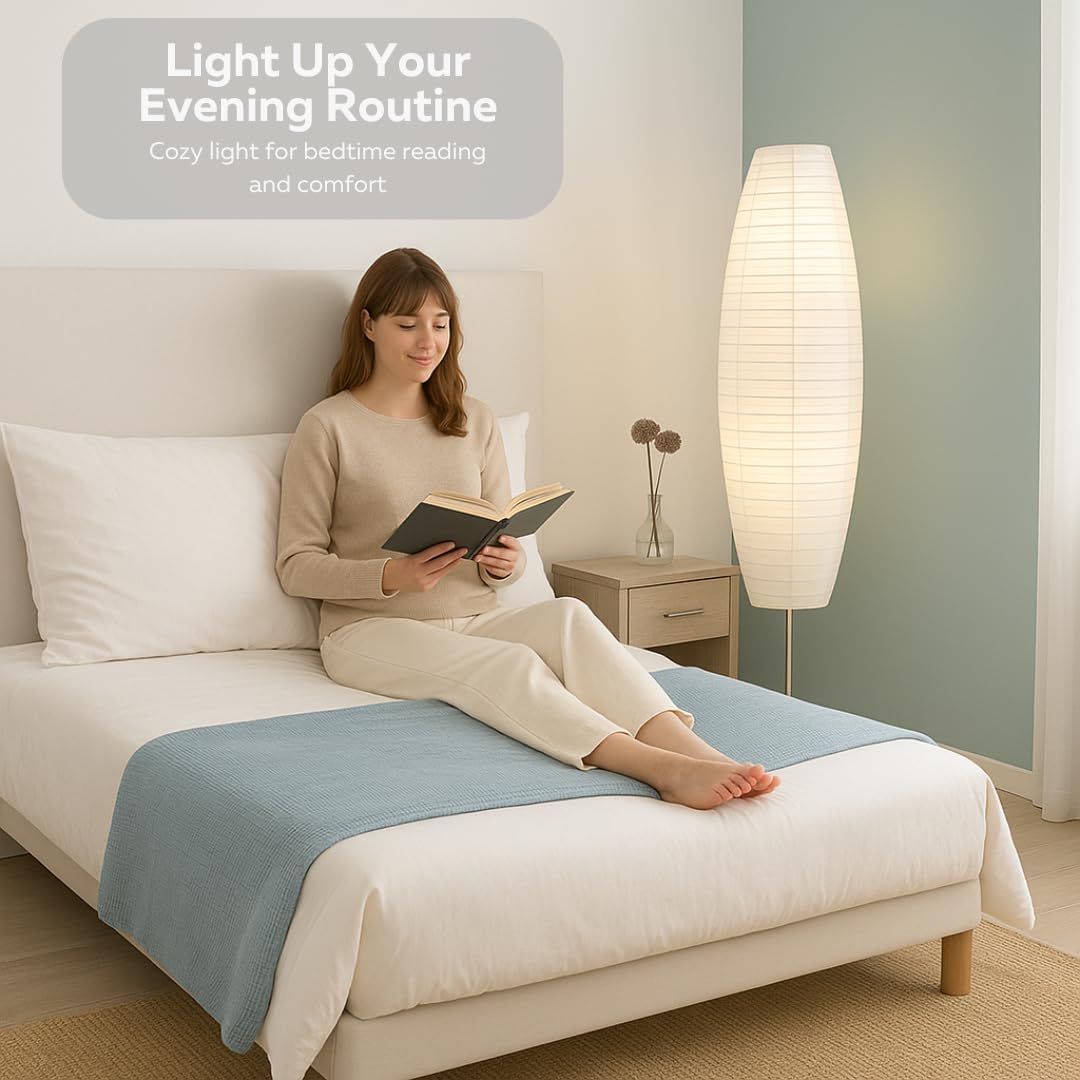 LIGHTACCENTS Diploma Paper Floor Lamp Set - Paper Lamps - Rice Paper Floor Lamps - Paper Floor Lamps for Living Room Fits in Modern Room Decor Perfect for Bedroom Decor - 59 Inches Tall (Set of 2)