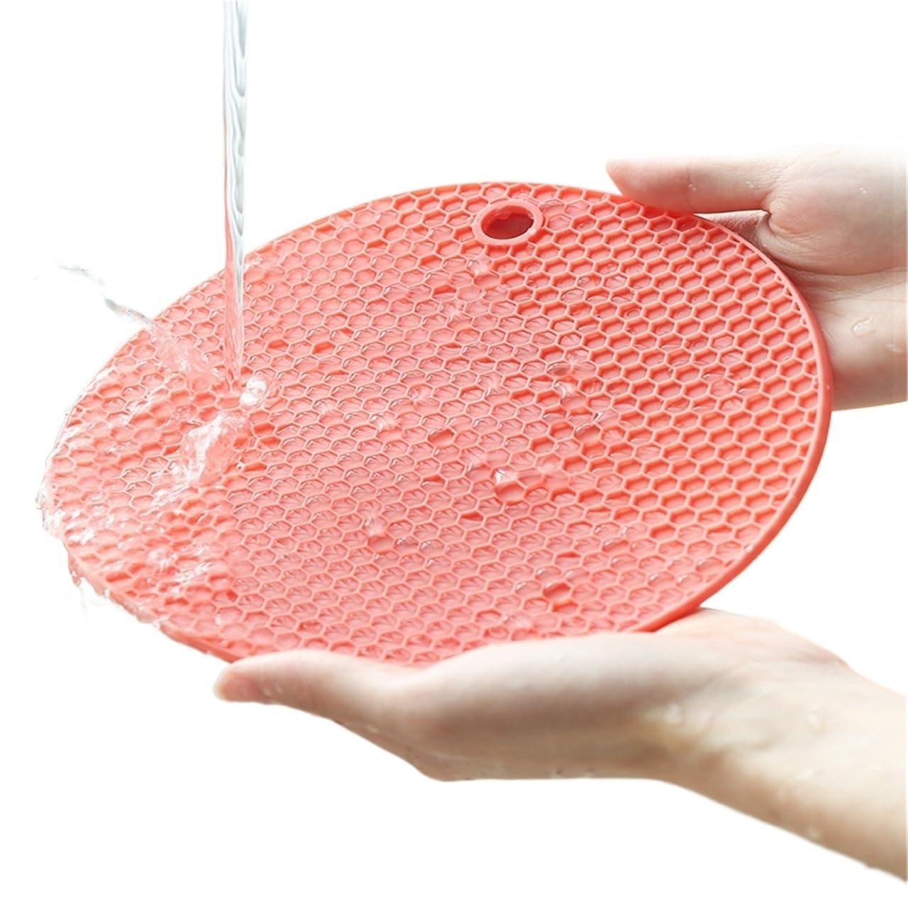 3pcs Creative Table Placemat Coaster Anti-scald Kitchen Accessories Round Silicone Mat Household Heat-resistant Pan Pad For Table(Pink,14cm)