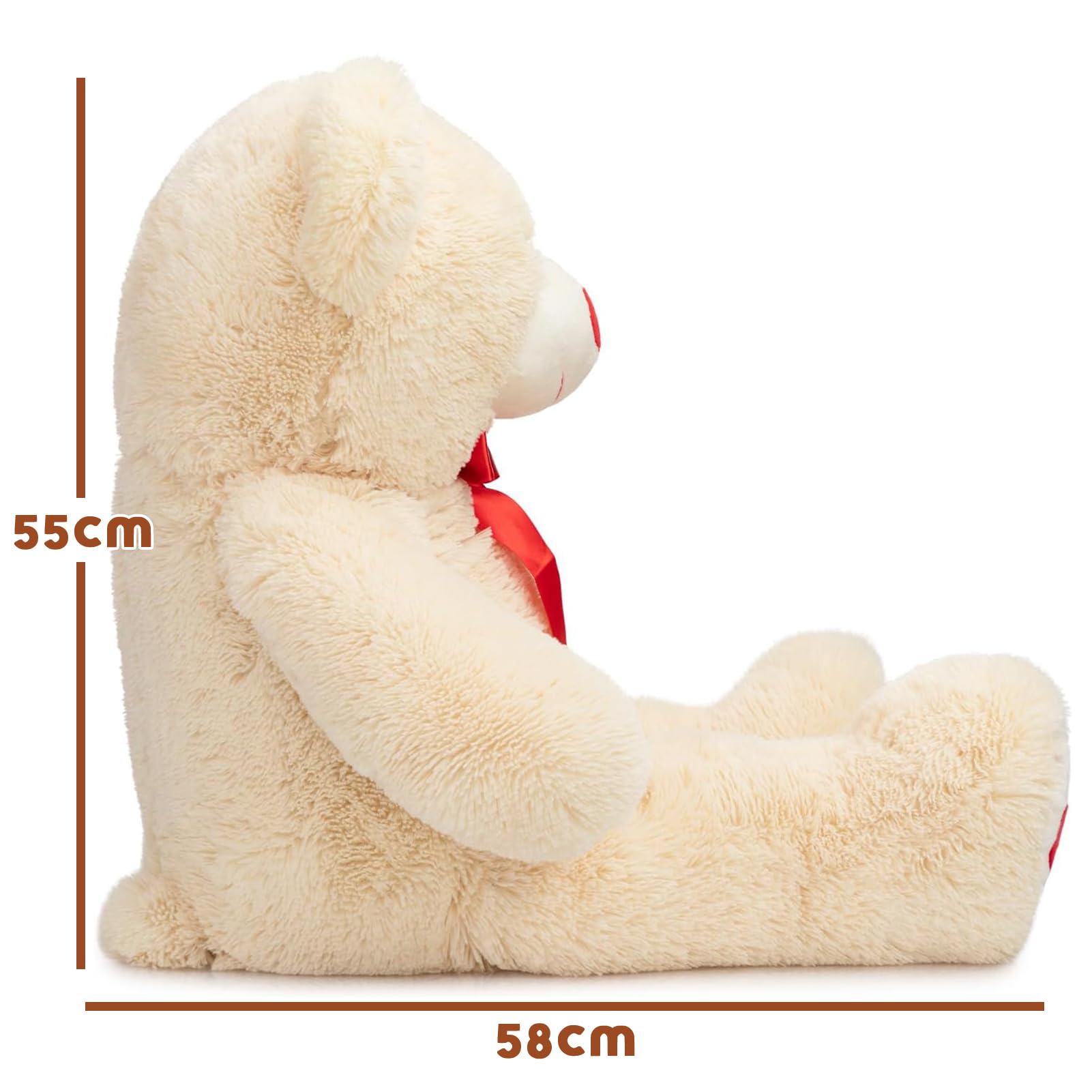 BEJOY Teddybeer 91 cm pluche dier grote beer knuffeldier met liefde rood hart voor vriendin en kinderen cadeau, beige BEJOY Teddybeer 91 cm pluche dier grote beer knuffeldier met liefde rood hart voor vriendin en kinderen cadeau, beige