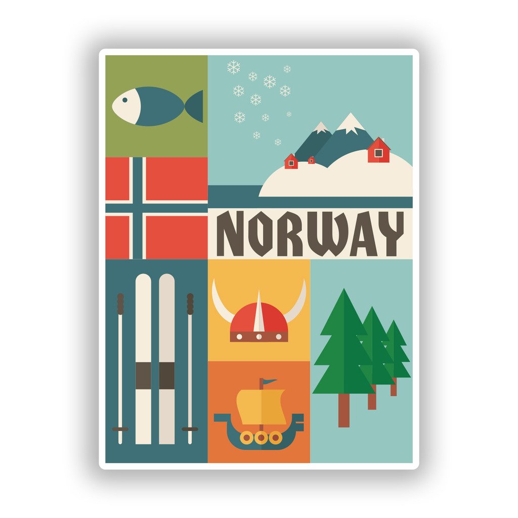 Destinationvinyl Multi 2 X 10Cm/100Mm Norway Vinyl Stickers Travel Luggage #10769