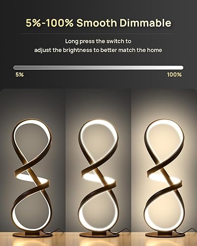 Miniatura 4 de Juego de 2 lámparas de mesa, lámpara LED de escritorio en espiral regulable, lámpara de mesa de noche moderna de 3 colores de temperatura, lámpara