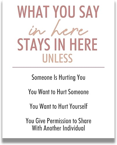 Govivo What You Say In Here Stays In Here - Decoración de pared para oficina de terapia - Decoración de pared de atención plena - Oficina de