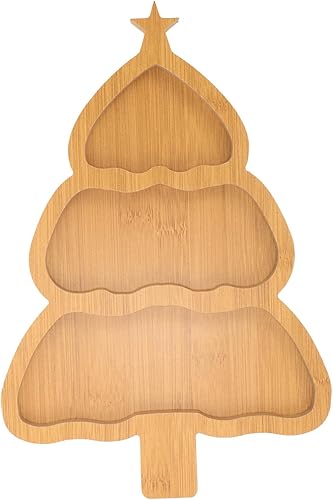 Luxshiny Plato con forma de árbol de Navidad, plato de aperitivo de madera, bandeja para servir árbol de Navidad, tableros de charcuterĂa, platos de Luxshiny Plato con forma de árbol de Navidad, plato de aperitivo de madera, bandeja para servir árbol de Navidad, tableros de charcuterĂa, platos de