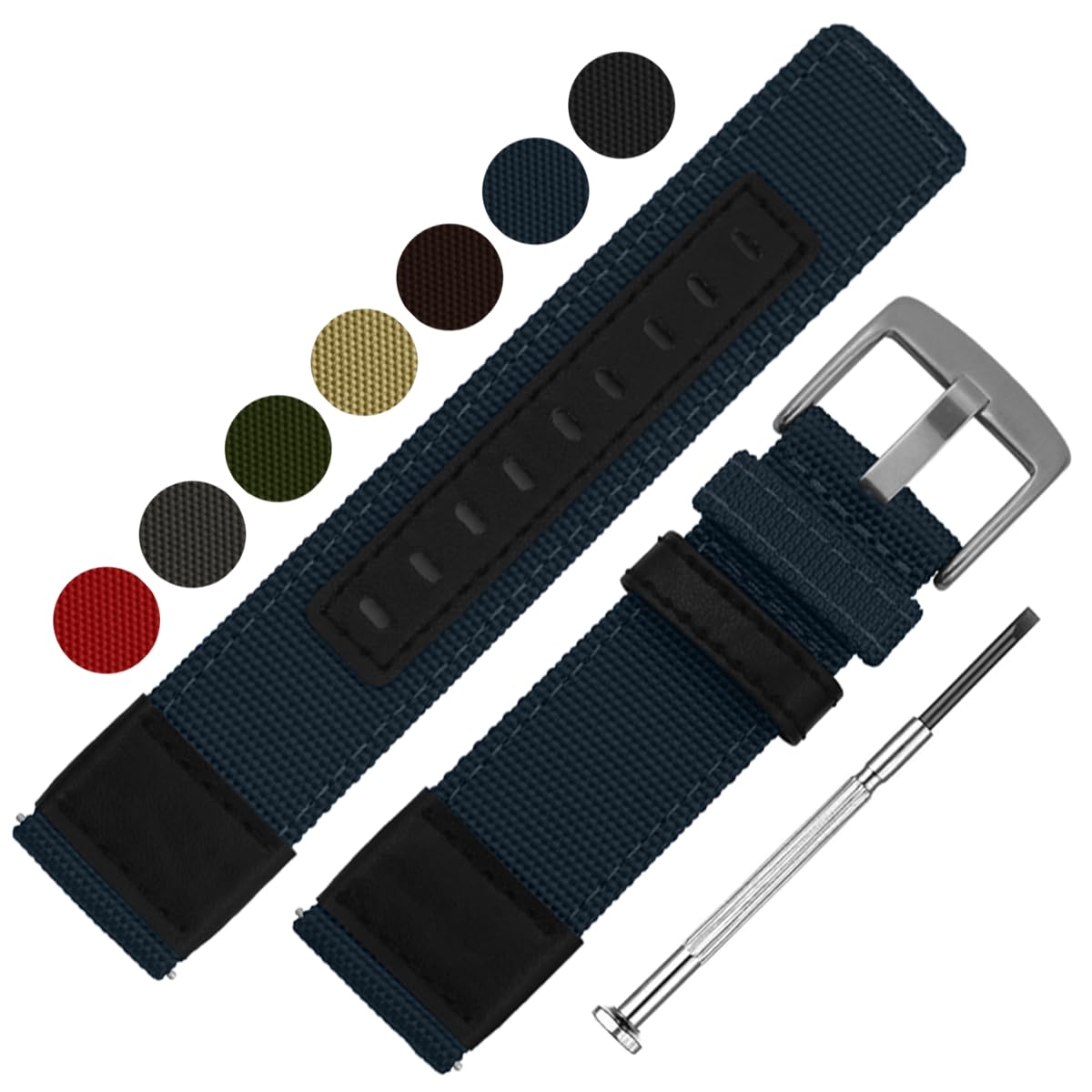 DBLACK ACE Nylon Watch Straps, Quick Release, Matte Finish, Dual Color, Nylon Watch Strap // For 20mm, 22mm, or 24mm Nylon Watch Bands (Choose Your Size & Color) (Blue, 22mm) (B0D33XYXVL) Amazon Price History, Amazon Price Tracker