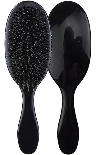 Cepillo de pelo de paleta para desenredar cerdas de jabalí para cabello rizado fino, lacio, normal, antiencrespamiento, cerdas de nailon para