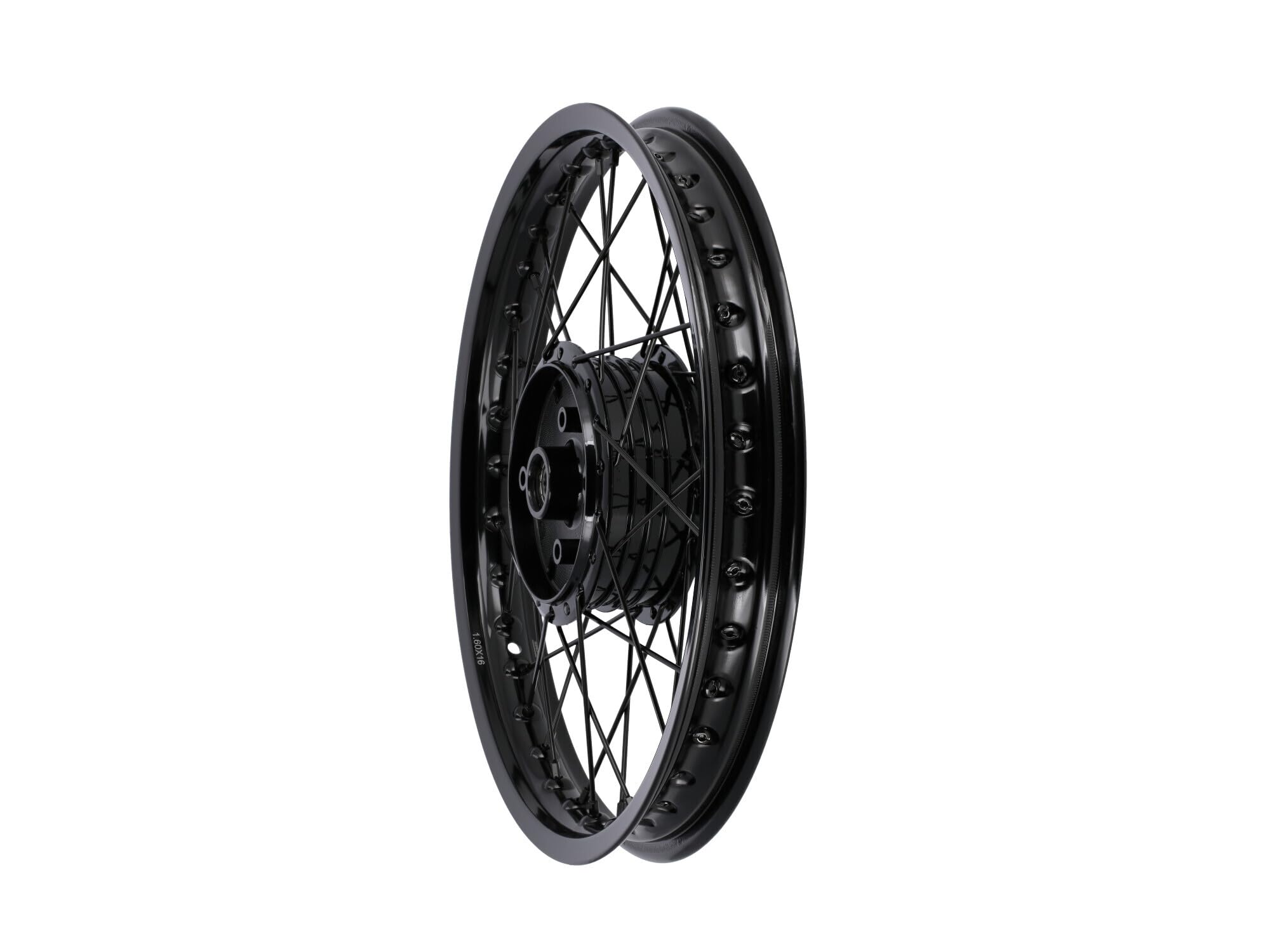 Set: 2x Speichenrad 1,6 x 16" Alufelge, Speichen, Nabe in Schwarz - für Sim