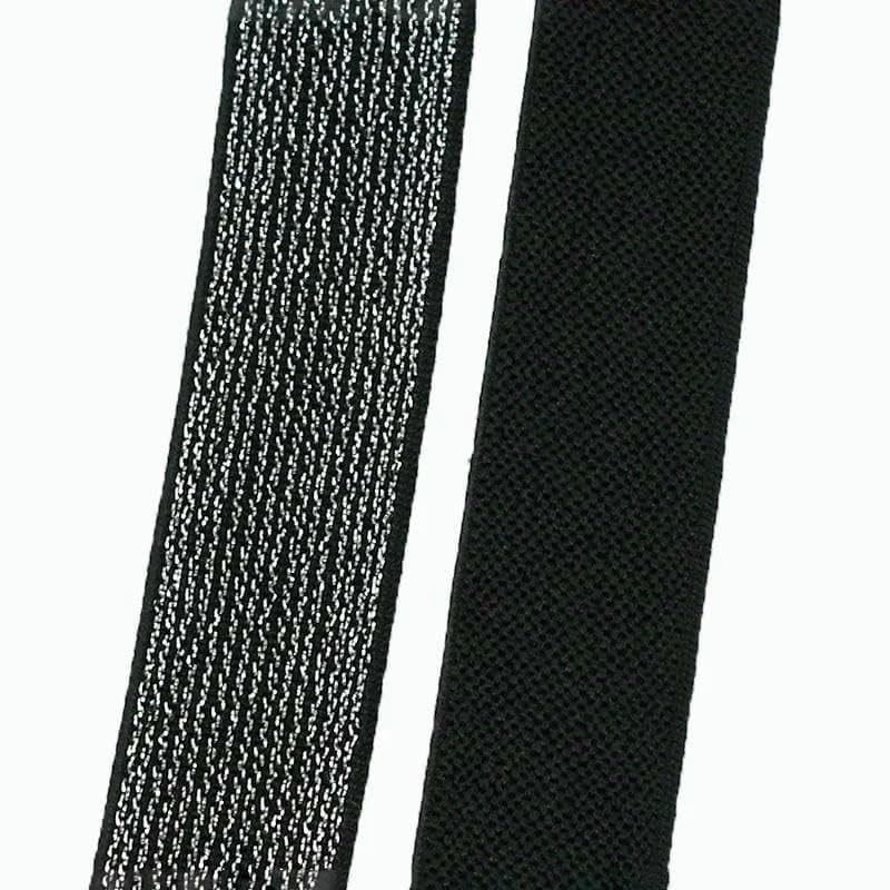 Elastyczna taśma nylonowa, Nylon Elastic Webbing Band Multicolor 25-50mm 2/5/10 Meters(BlackSilver 50mm,10Meters)