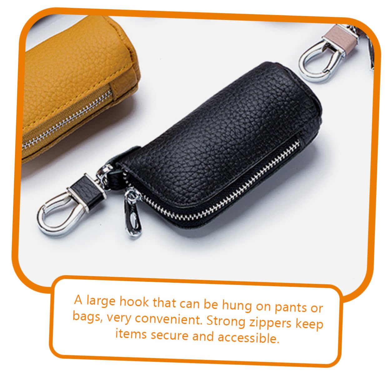 étui à clés voiture porte-clés monté key organizer organisateur de clé rangement clef étui de protection des clés couvercle de clé pour porte-clés Peau de vache Black