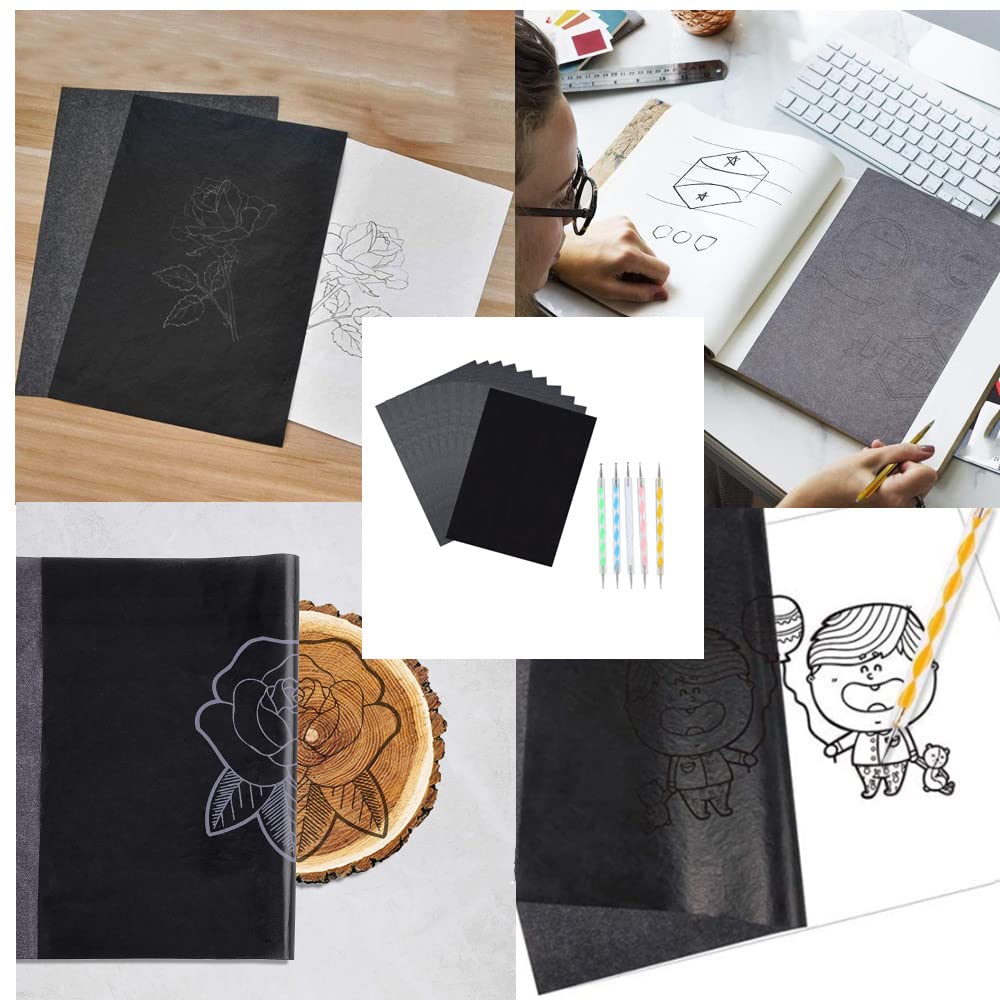 Papier Carbone A4 VFANDV - 150 Feuilles + Stylos Pour Transfert