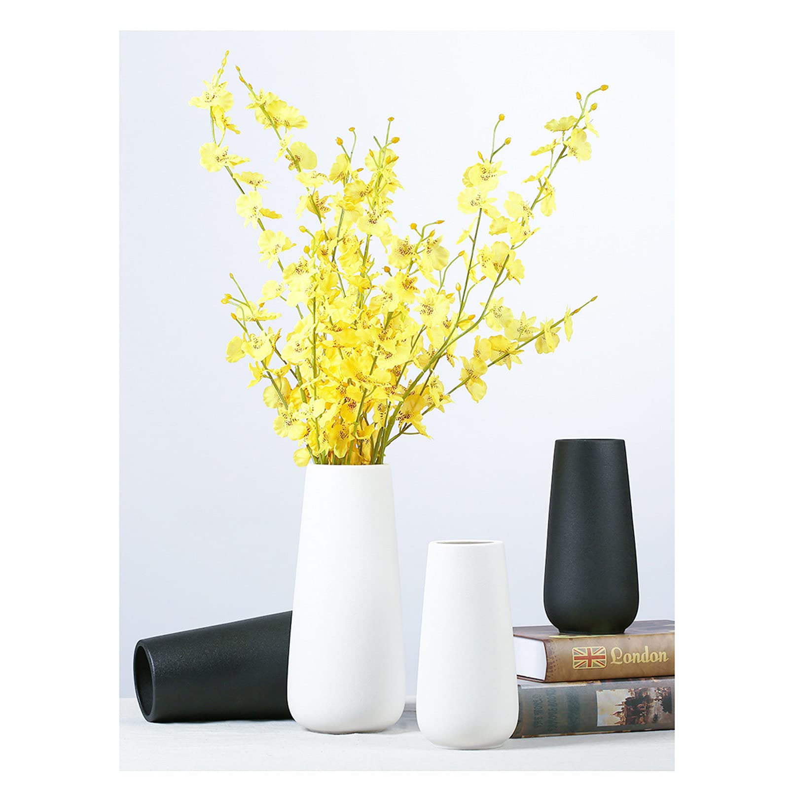 Cutfouwe vase hoch, Keramik vase Boho deko（2er-Set ）, Blumenvase modern tischdeko Wohnzimmer, hohe vase für pampasgras/Blumen/getrocknete Blumen/künstliche Blumen,Weiß,2pcs Large